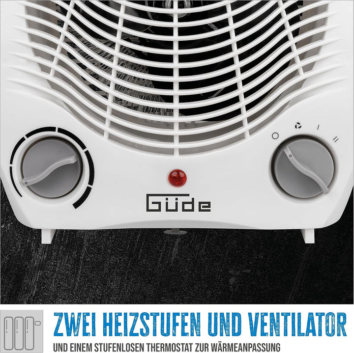 Güde 85175 Heizlüfter GH 2000 (2000 W Heizleistung, 2 Stufen (1000/2000 W), Ventilatorfunktion, Gebl