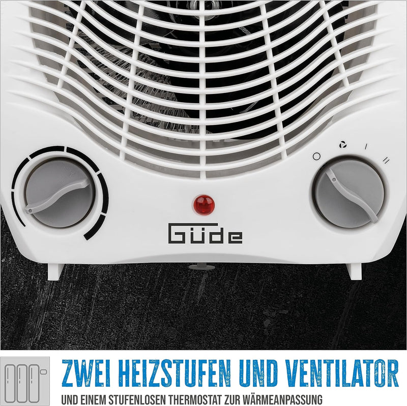 Güde 85175 Heizlüfter GH 2000 (2000 W Heizleistung, 2 Stufen (1000/2000 W), Ventilatorfunktion, Gebl