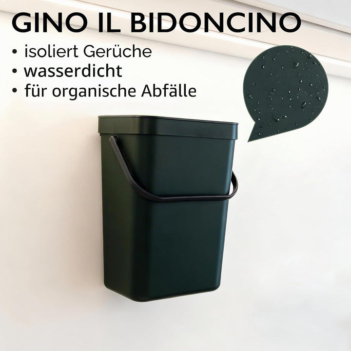 Perfetto Nasslauf/Bioabfall zum Aufhängen - GINO - 12 lt. - Waldgrün