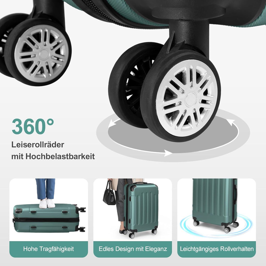 LALAHO Kofferset 3 Teilig Hartschale, Koffer Set 3 Stück aus ABS, Reisekoffer mit Rollen Gross, Trol
