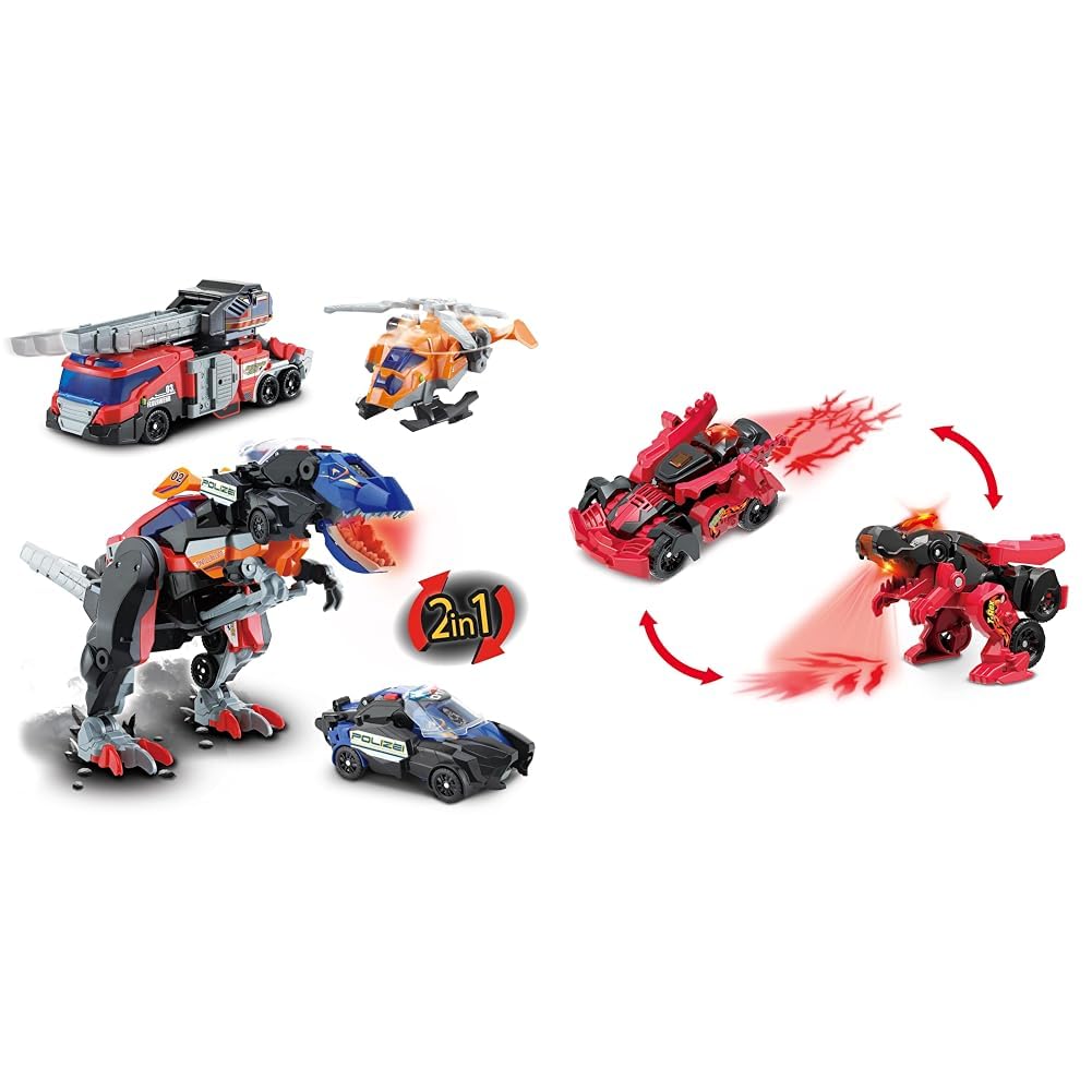 Vtech Switch and Go Dinos 3-in-1 Super-T-Rex & Switch and Go Dinos Fire-Mini-T-Rex – Dino-Auto-Trans