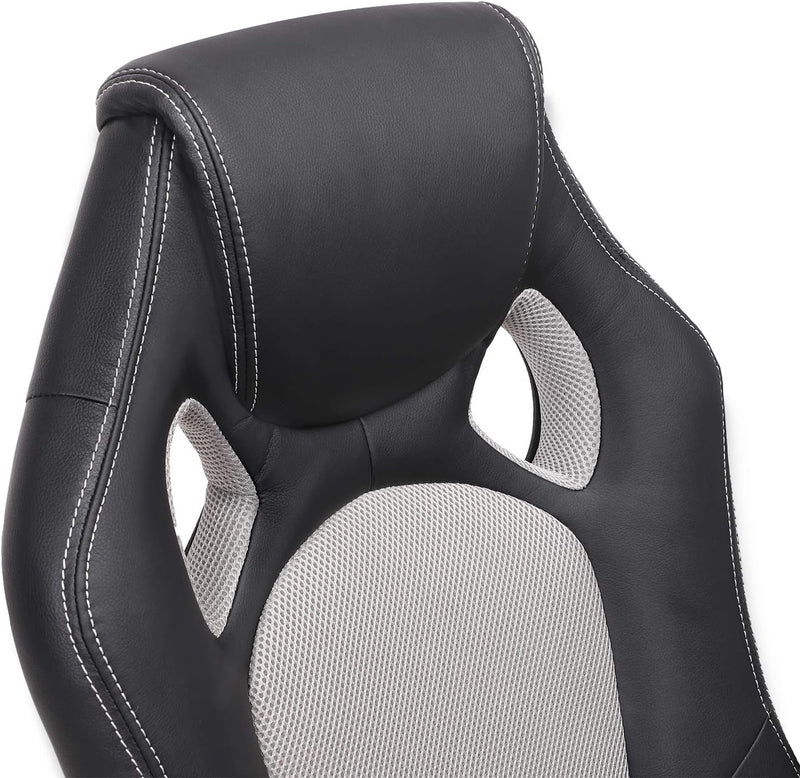 SONGMICS Racing Stuhl Bürostuhl Gaming Stuhl Chefsessel Drehstuhl PU, schwarz-grau, OBG56BG, 70*66.5