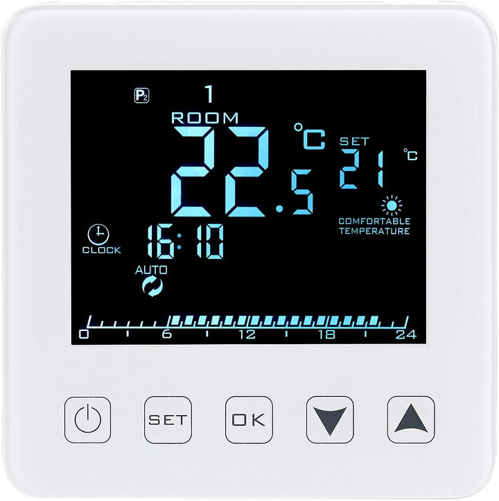 revolt Heizungsthermostat Wand: Wand-Thermostat für Fussbodenheizung, LCD, Touch-Tasten, programmier