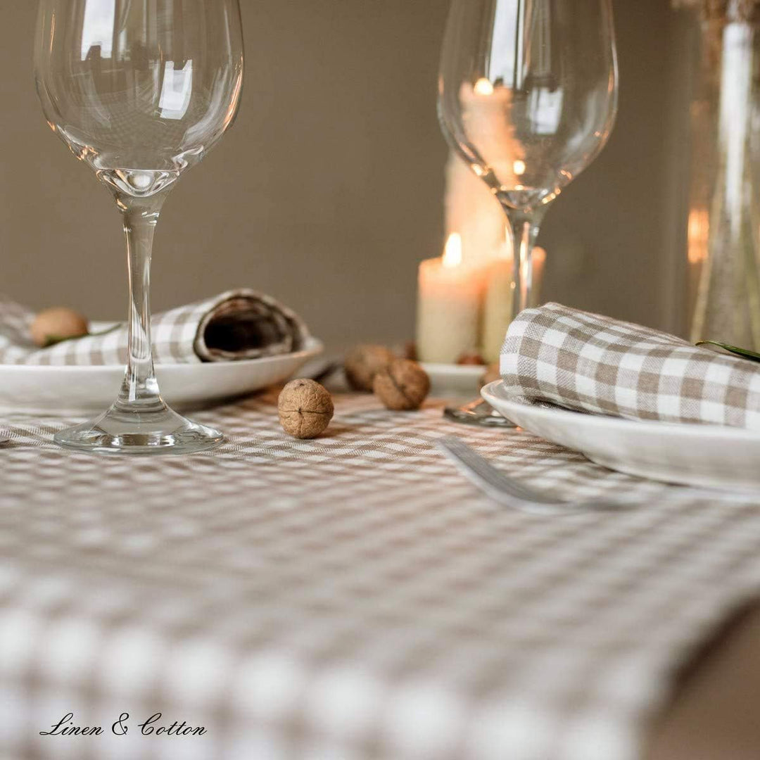 Linen & Cotton Tischläufer Stoff Tischdekoration Tischwäsche Estella - 100% Leinen, Weiss Weiss Beig