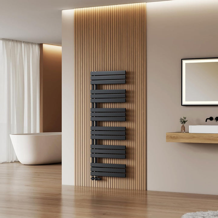 EMKE Badheizkörper Flach 1599x600 mm, Handtuchheizkörper mit Seitenanschluss, Effizienter Handtuchwä