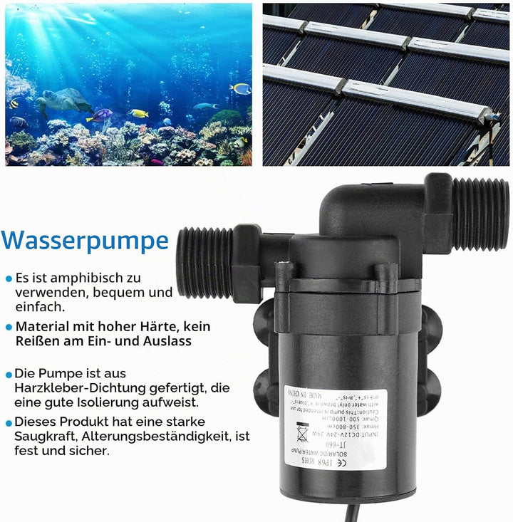 Bürstenlose DC-Wasserpumpe, bürstenlose Mini-DC-Wasserpumpe für Solarwarmwasserbereiter 24V -40 ℃ ~