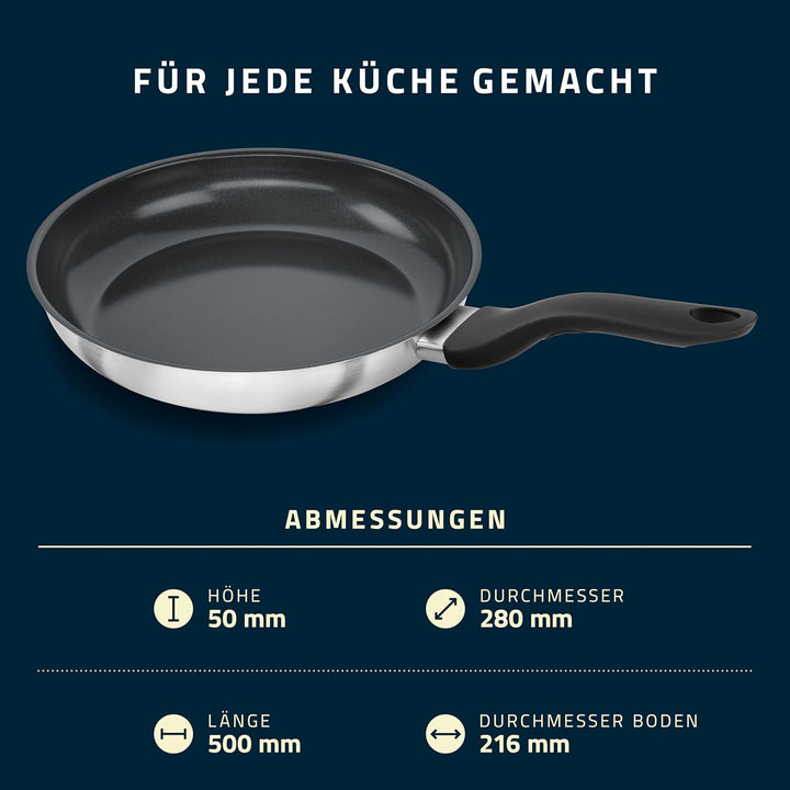 HENCKELS by ZWILLING Stream Bratpfanne 28 cm mit Antihaft-Keramik-Beschichtung, Induktionsgeeignet,