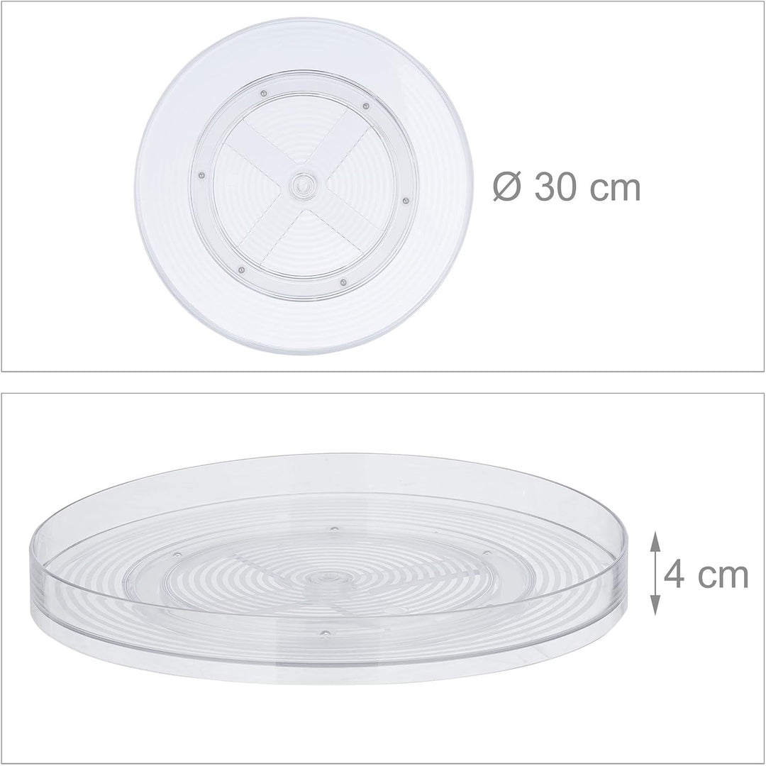 Relaxdays 2 x Drehteller, D: 30 cm, Ordnungssystem für Küche und Bad, mit Rand, drehbarer Kühlschran