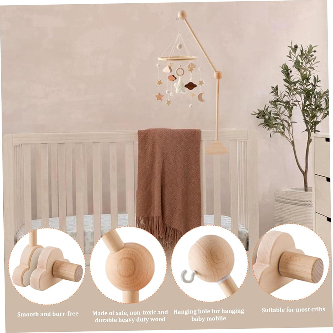Baby-Mobile-Aufhänger Mobile-Arm für Kinderbett Holz-Wolken-Design abnehmbarer Baby-Mobile-Aufhänger