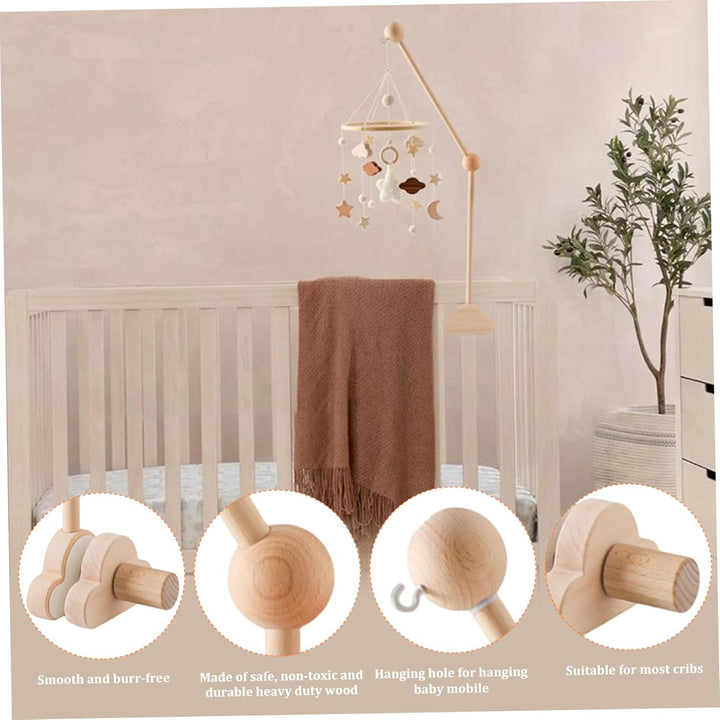 Baby-Mobile-Aufhänger Mobile-Arm für Kinderbett Holz-Wolken-Design abnehmbarer Baby-Mobile-Aufhänger