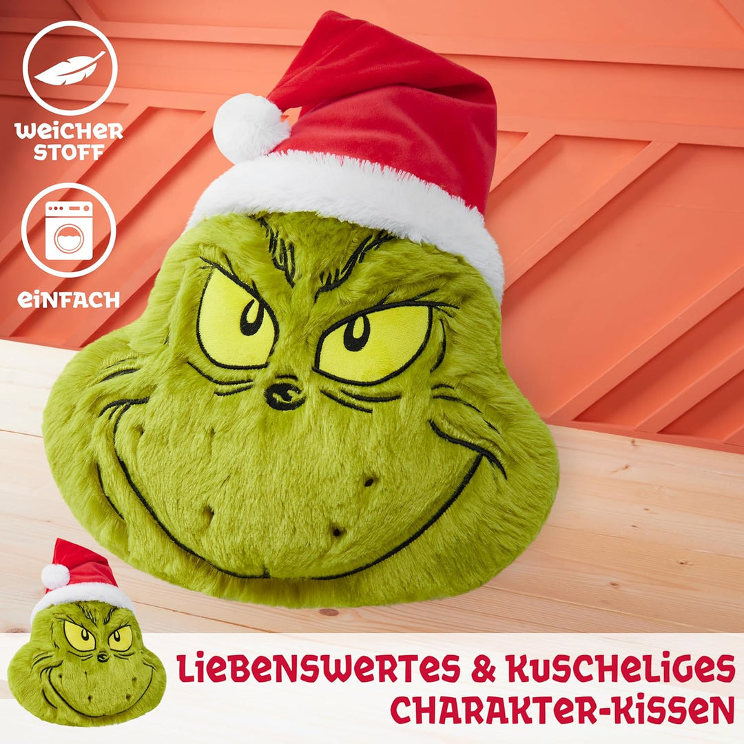 The Grinch 3D Kuschel Kissen, Deko Kissen, Weihnachtsdeko 52x34.5x10.5 cm