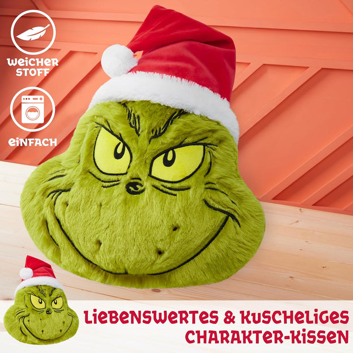 The Grinch 3D Kuschel Kissen, Deko Kissen, Weihnachtsdeko 52x34.5x10.5 cm