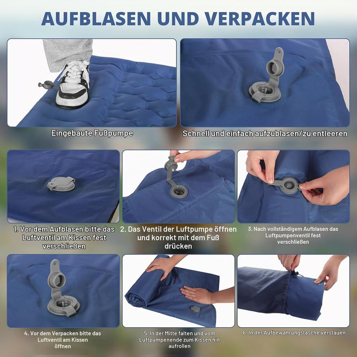 SHANNA Isomatte Outdoor Camping Luftmatratze: Extra Dick 12cm Ultraleicht Aufblasbare Matratze Die B