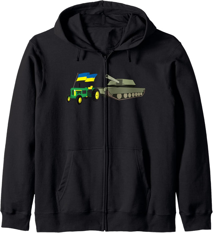 Ukrainischer Traktor Zugtank mit Ukraine-Flagge Kapuzenjacke