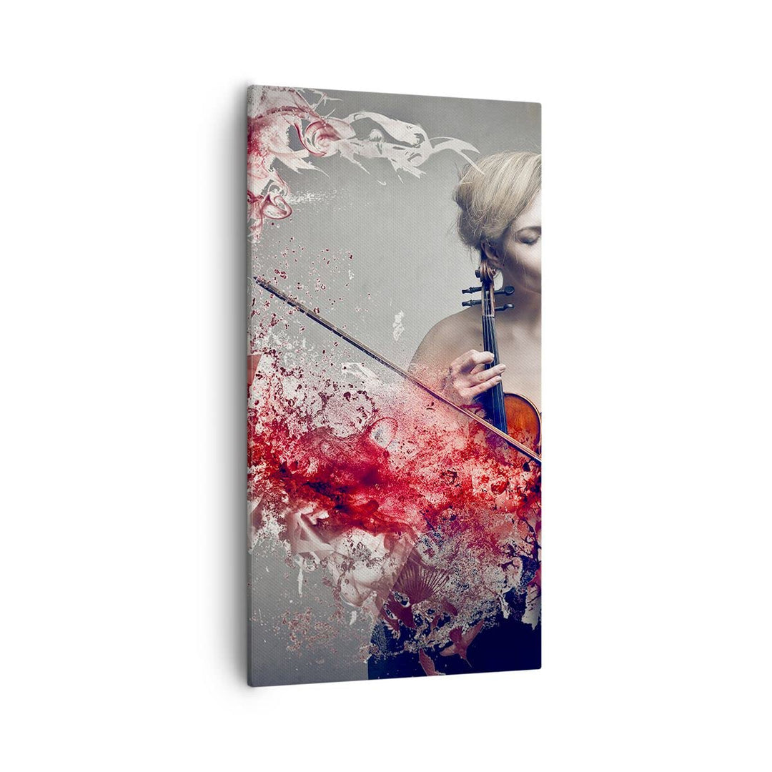 Bilder auf Leinwand 55x100cm Leinwandbild mit Rahmen Frau Violine Musik Instrument Gross Wanddeko Bi