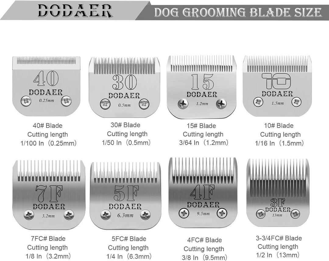 DODAER Grösse 7F/5F/4F/3F, abnehmbare Fellpflege-Klingen aus Edelstahl, kompatibel mit Andis, Oster