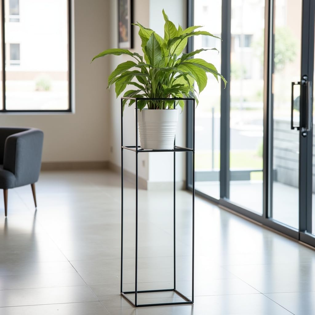 Pflanzenständer Filo - 24x24x80cm - Farbe Schwarz - für Zimmerblumen - Metallregal - Dekorativer Tis