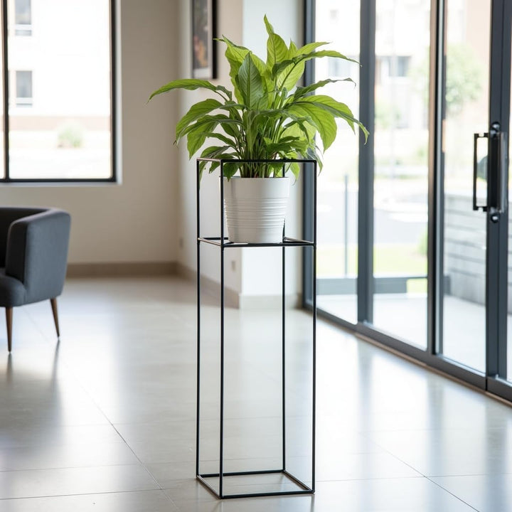 Pflanzenständer Filo - 24x24x80cm - Farbe Schwarz - für Zimmerblumen - Metallregal - Dekorativer Tis