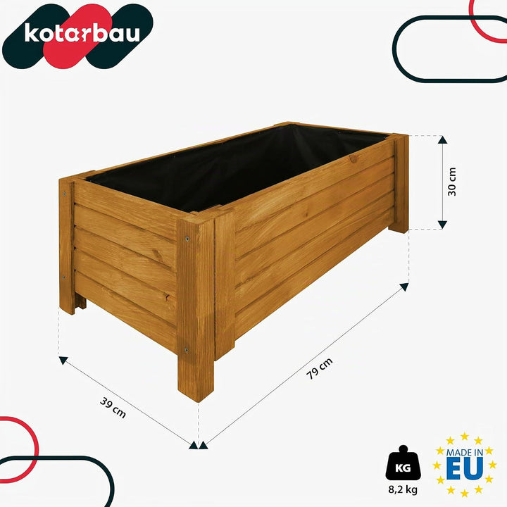 KOTARBAU® Blumenkasten - 79 x 39 x 30 cm - Pflanzkasten mit Vlies - Pflanzkübel gross aussen - Balko