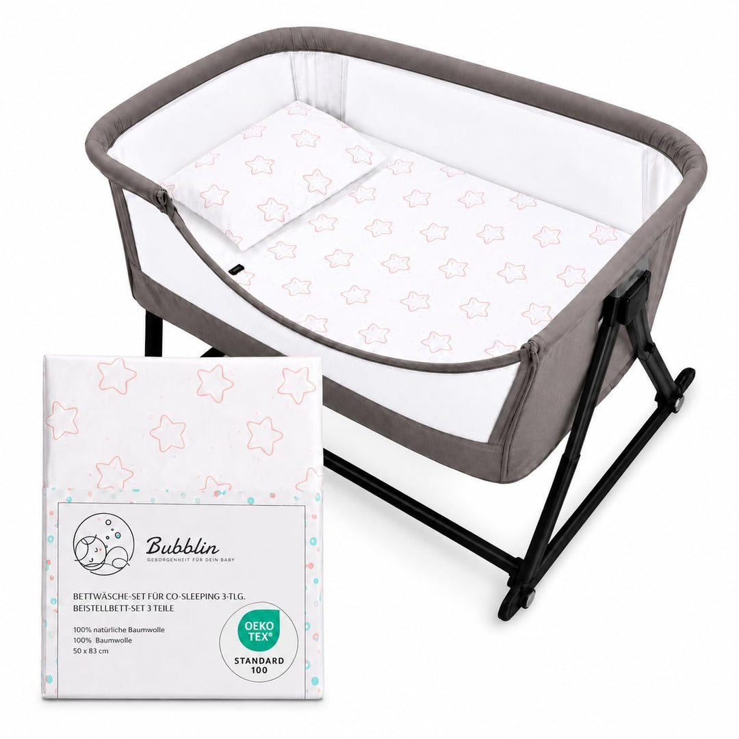 Bubblin Sheets Next to Me kompatibel 83x50 cm 3er Set: Kissenbezug + Top Sacklaken + Matratzenbezug