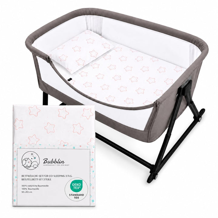 Bubblin Sheets Next to Me kompatibel 83x50 cm 3er Set: Kissenbezug + Top Sacklaken + Matratzenbezug