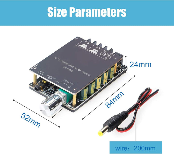 200W Bluetooth-Verstärkerplatine TPA3116,100W + 100W Audioverstärkerplatine mit LC-Filtertechnik, Zw