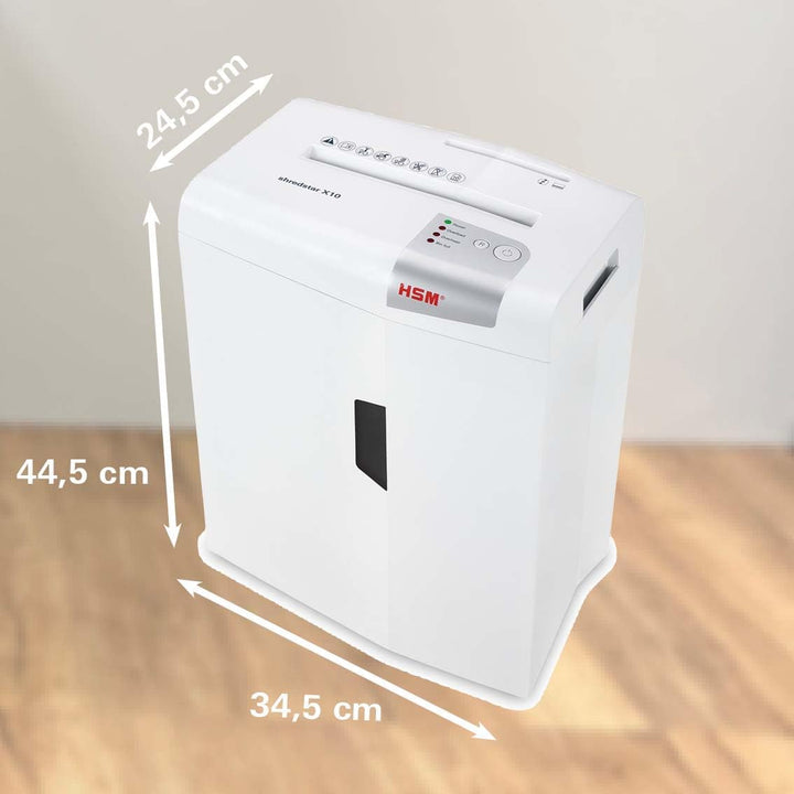 HSM shredstar X10 Aktenvernichter, Sicherheitsstufe P-4, 10 Blatt (Partikelschnitt) mit CD-Schredder