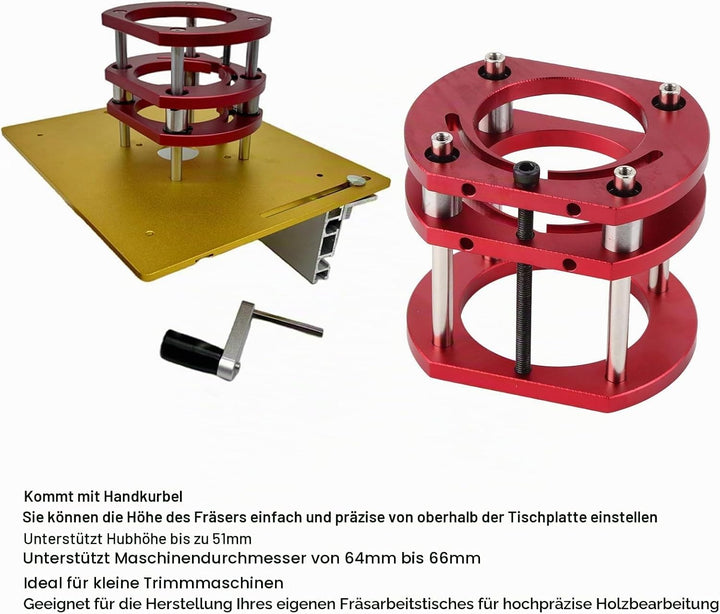 Router Lift Base für Oberfräsentisch Hubtisch 4 Backen Klemmung Frästisch Hubsystem Fräslift Base Hu
