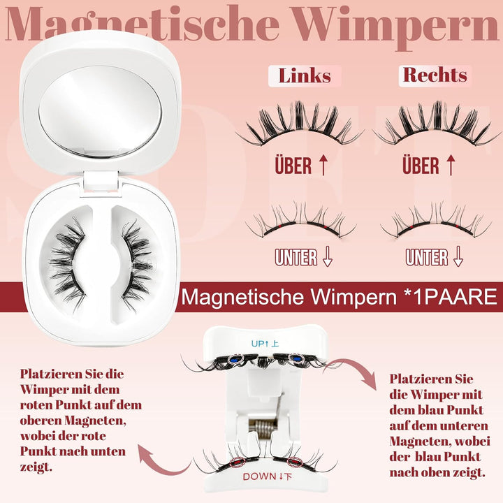 Higu clace Magnetische Wimpern,Magnet Wimpern Ohne Eyeliner,Magnetische Wimpern mit Applikator,Wimpe