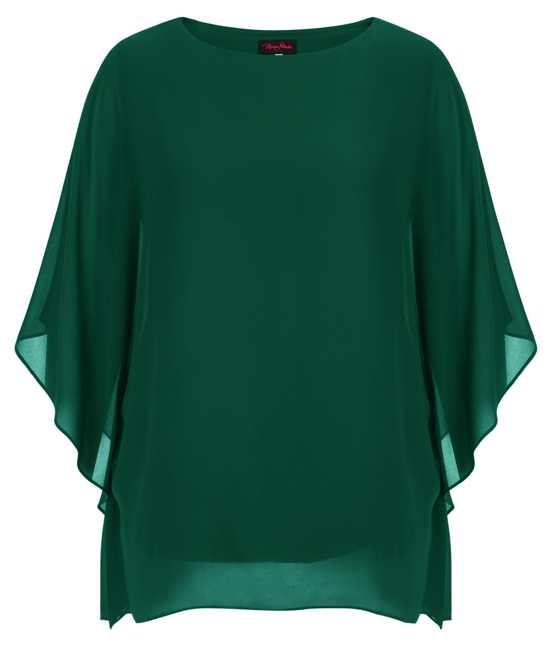 Hanna Nikole Damen Grosse Grössen Chiffon Blusen Elegant Fledermaus Hemd Doppellagige Tops Lose Long