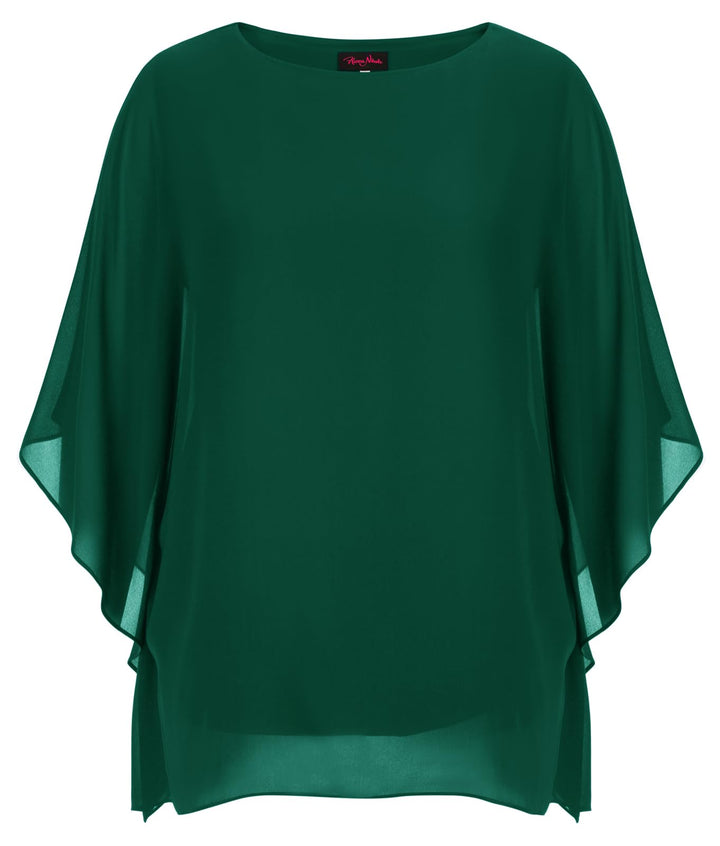 Hanna Nikole Damen Grosse Grössen Chiffon Blusen Elegant Fledermaus Hemd Doppellagige Tops Lose Long