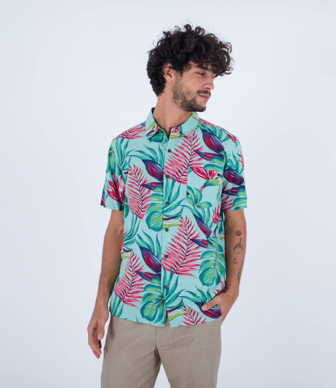 Hurley Herren Rincon S/S Hemd S Tropical Mist, S Tropical Mist