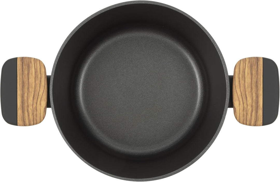RESTO Kochtopf 2,6L antihaftbeschichtet - Bratentopf mit Glasdeckel 20cm mit stossdämpfendem Silikon