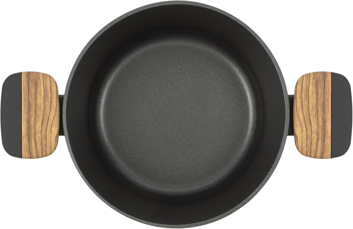 RESTO Kochtopf 2,6L antihaftbeschichtet - Bratentopf mit Glasdeckel 20cm mit stossdämpfendem Silikon