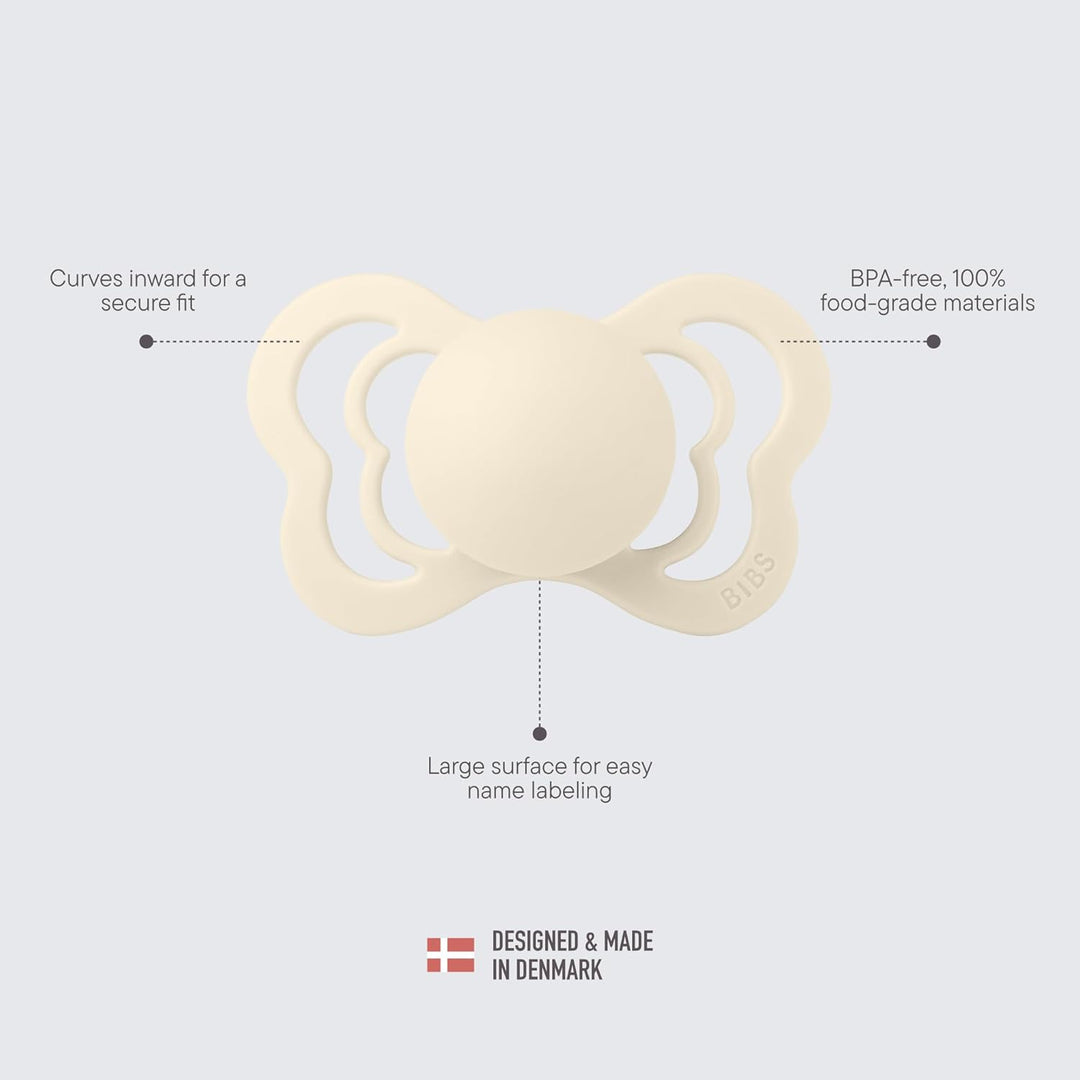 BIBS Couture Schnuller 2er-Pack, BPA-frei, Kiefergerechte Form. Silikon, Hergestellt in Dänemark. 0-