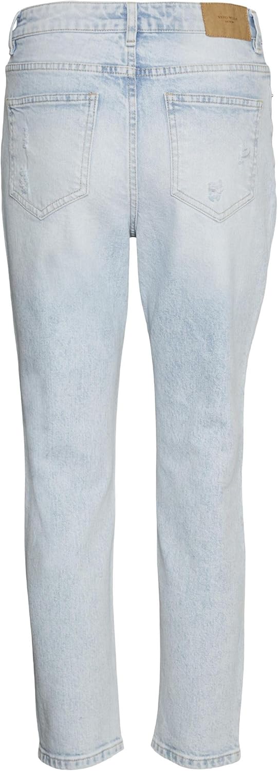 VERO MODA Branda High Rise Staight Jeans 25W / 32L Light Blue Denim, 25W / 32L Light Blue Denim