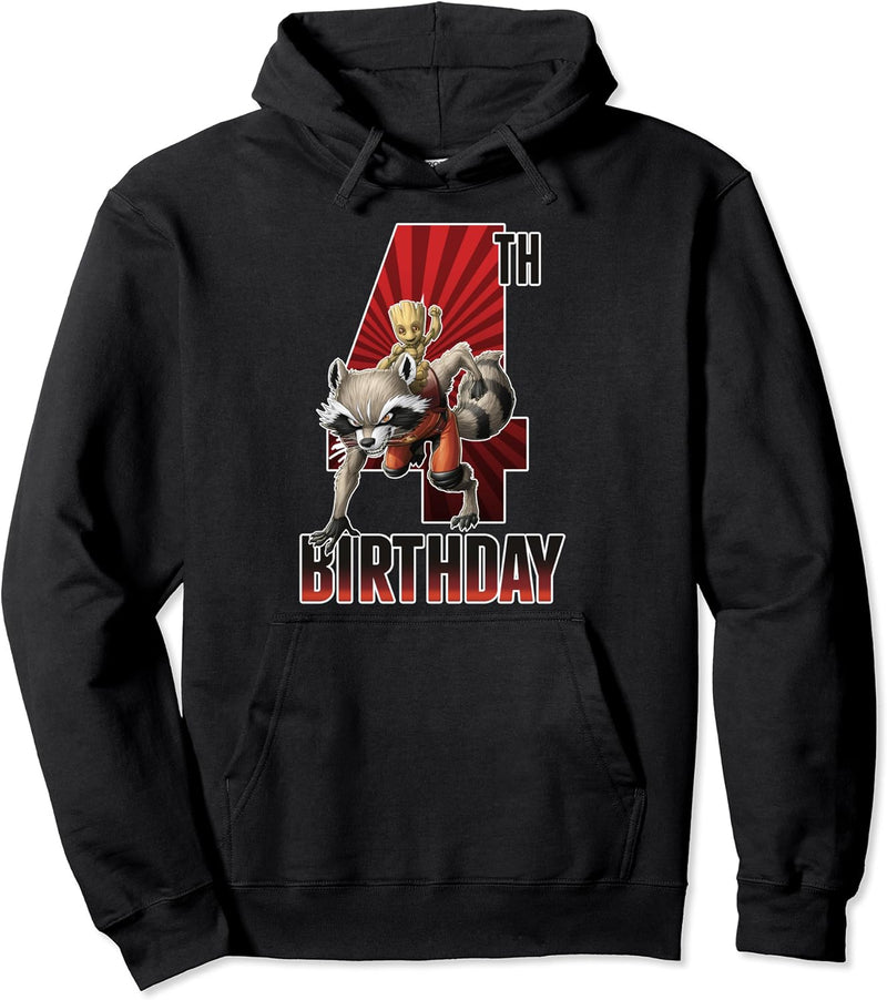 Marvel Guardians Of The Galaxy Rocket & Groot 4th Birthday Pullover Hoodie