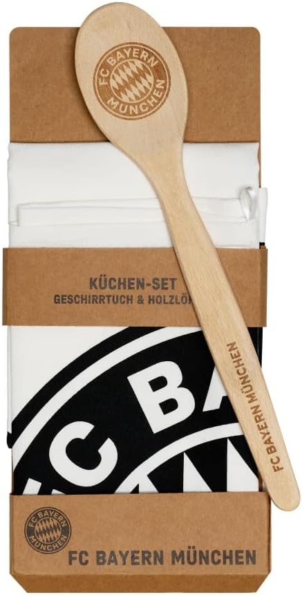 FC Bayern München Kochset 2er Set - Geschirrtuch & Holzlöffel - FCB