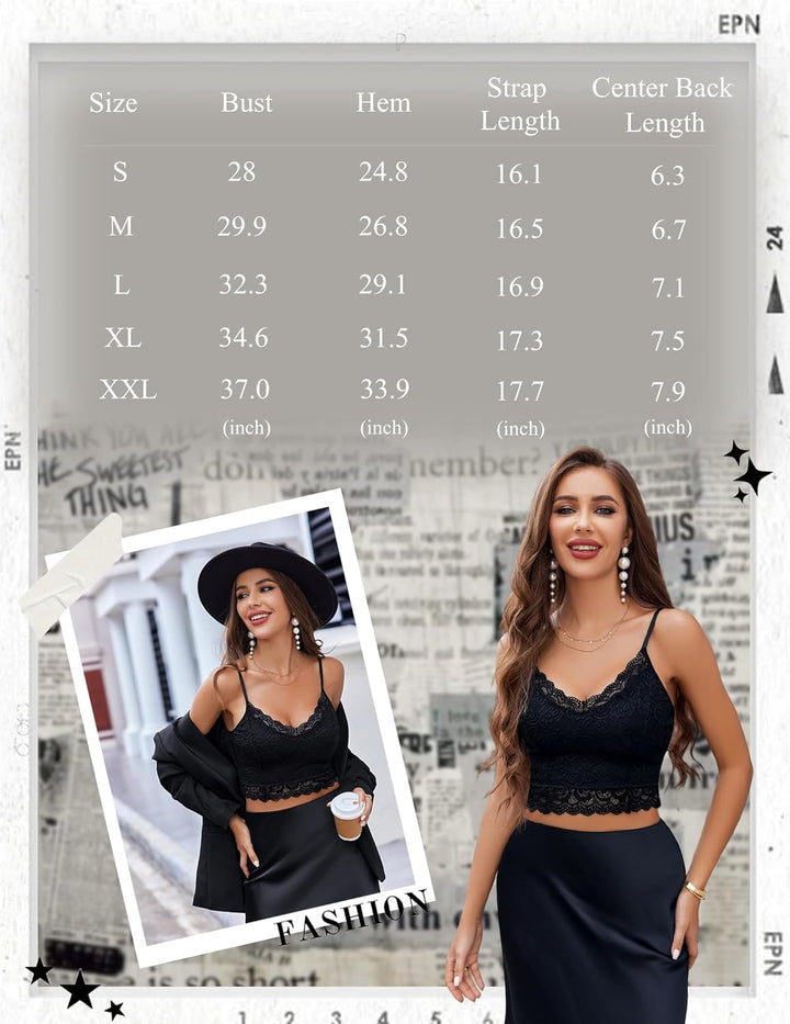 Avidlove Damen Spitzen Bustier Top Sexy Bralette Unterhemd Basic Spaghettiträger Camisole V-Ausschni