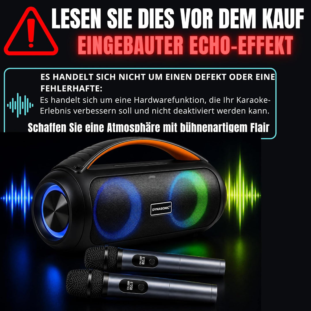 DYNASONIC D93 Tragbarer Bluetooth Lautsprecher IPX7. Kabelloser Outdoor-Lautsprecher. Stereoanlage.