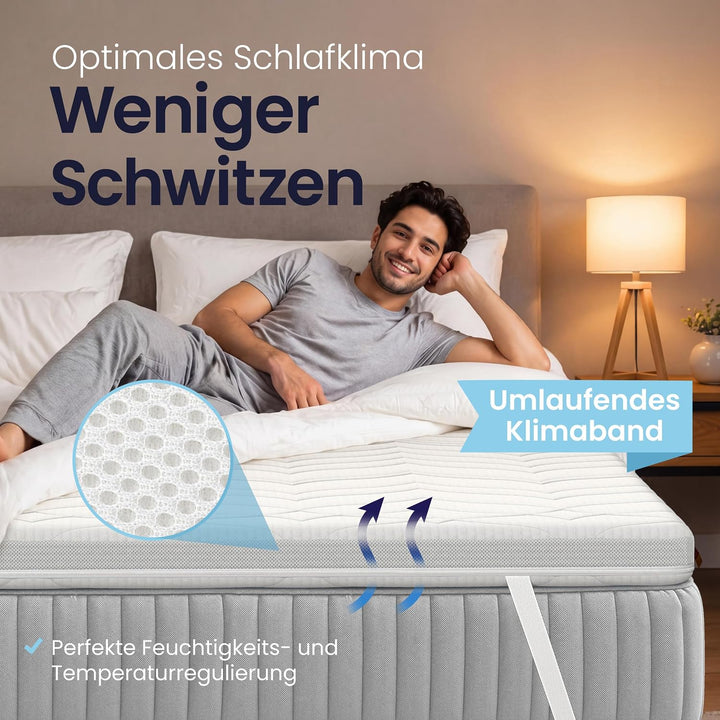 Meos® Gel-Schaum Topper 120x200 für Matratzen &amp; Boxspringbett - Made in Germany - hohes RG50 - Bezug