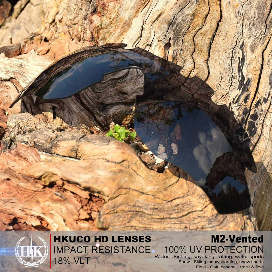 HKUCO Plus Mens Replacement Lenses For Oakley M2-Vented Black/Emerald Green Sunglasses