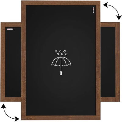 ALLboards Kreidetafel Wasserfest mit lackiertem Holzrahmen 100x80cm, Schwarz, Schreibtafel, Kreide 1