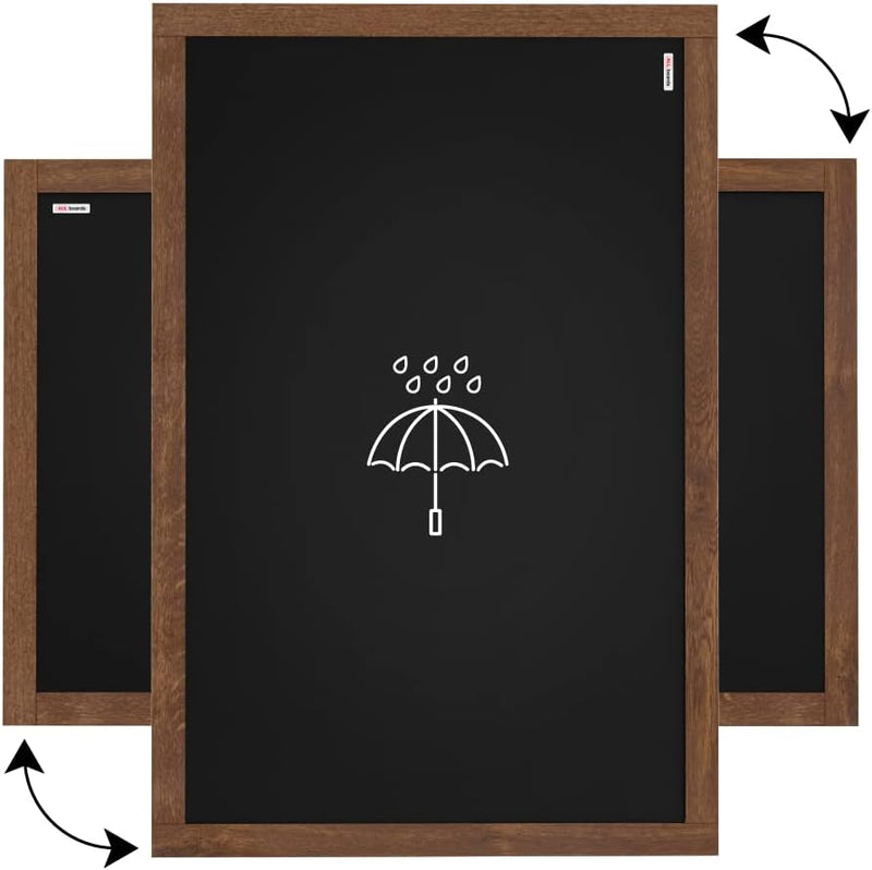 ALLboards Kreidetafel Wasserfest mit lackiertem Holzrahmen 100x80cm, Schwarz, Schreibtafel, Kreide 1