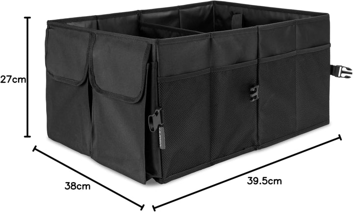 Osann Faltbare Kofferraum-Box – Auto Organizer mit 2 Hauptfächern, Netzfächern & Tragegriffen – robu