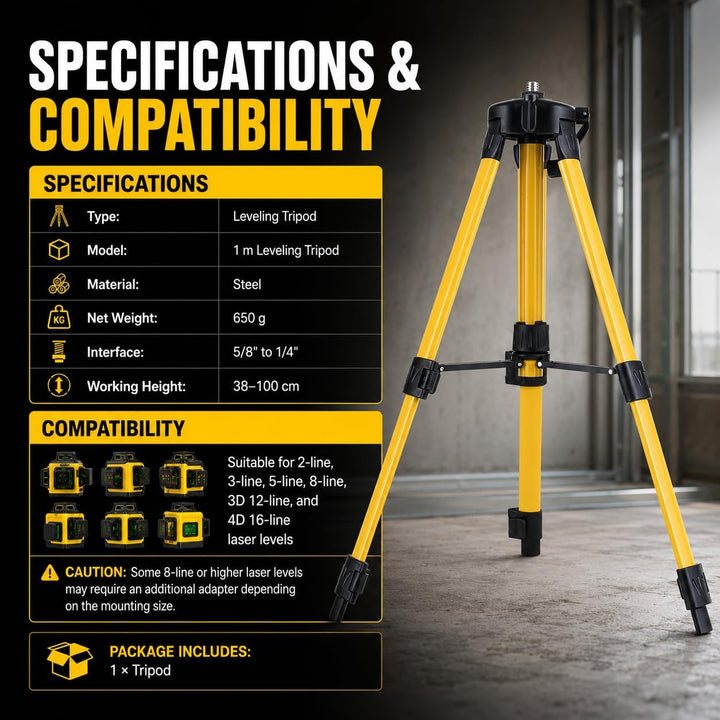 Candeon Kreuzlinienlaser Stativ, Teleskopisch Laser Level Stativ Gewinde 5/8", 38-100cm, Aluminiumst