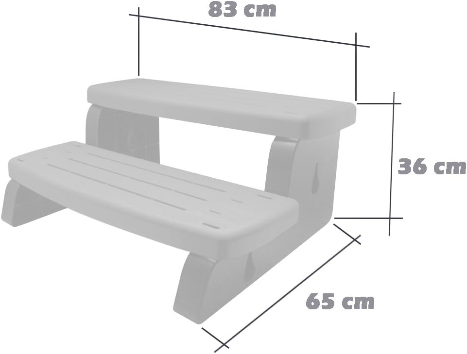 TE-Trend Whirlpool Pool Zubehör Outdoor 2-Stufen Treppe Doppelstufe Einstiegstreppe Kunststoff bis 3