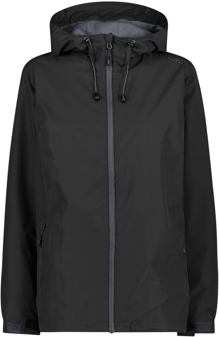 CMP Damen Regenjacke Woman Rain Jacket Fix Hood XXS Schwarz, XXS Schwarz