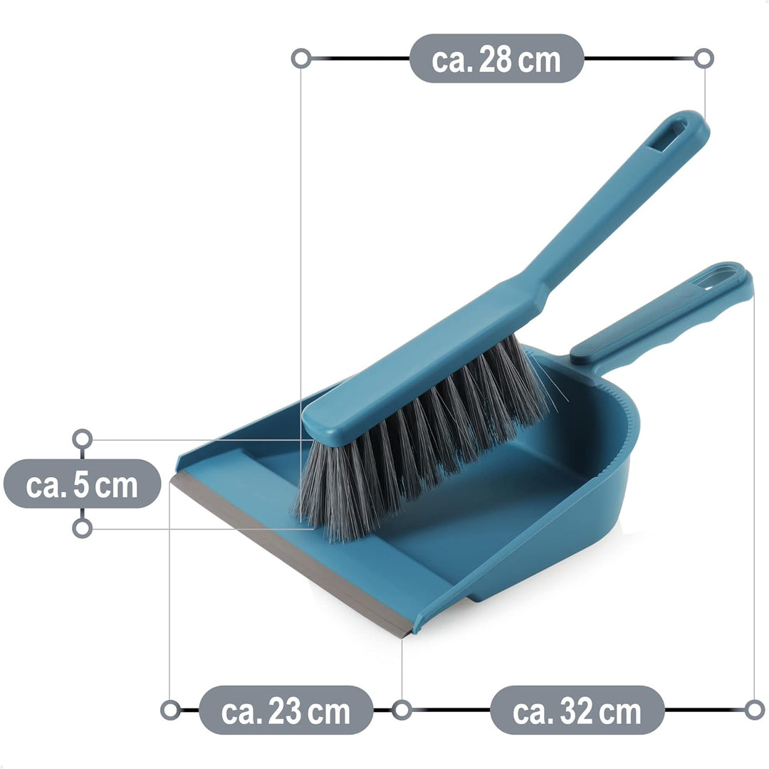 com-four® 4X Kehrgarnitur - Kehrset bestehend aus Handfeger und Kehrschaufel - Handbesen in modernen