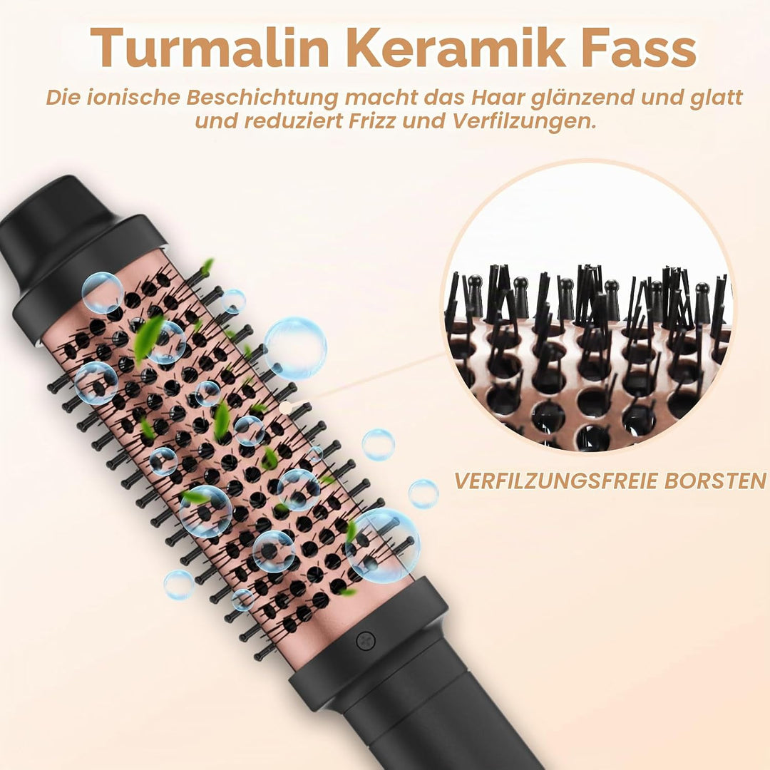 Thermal Brush 38mm, Wärmebürste mit 120–200°C LCD Thermobürste | für Wurzelvolumen und Lockere Locke